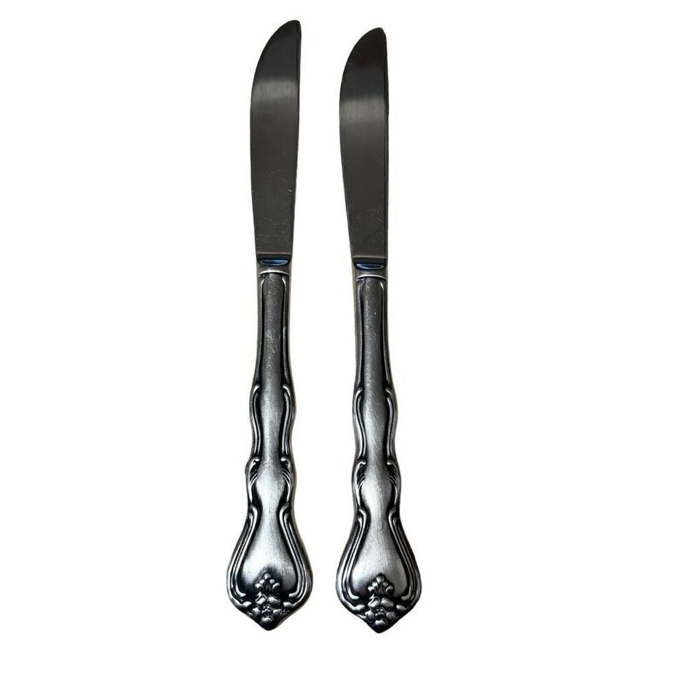 Noritake 18-8 Stainless Japan NTK Sylvia Flatware Silverware Dinner Knife (2)